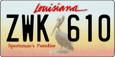 LA license plate ZWK610