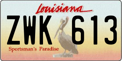 LA license plate ZWK613