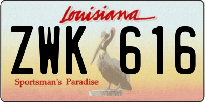 LA license plate ZWK616