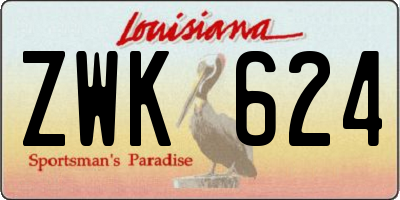 LA license plate ZWK624