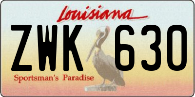 LA license plate ZWK630