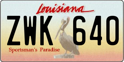 LA license plate ZWK640