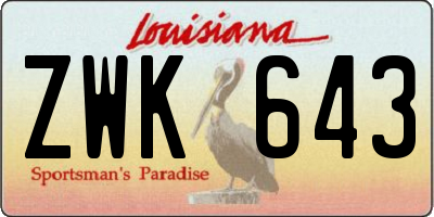 LA license plate ZWK643