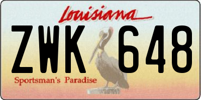 LA license plate ZWK648