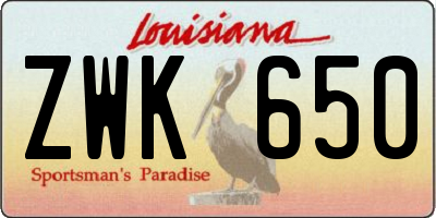 LA license plate ZWK650