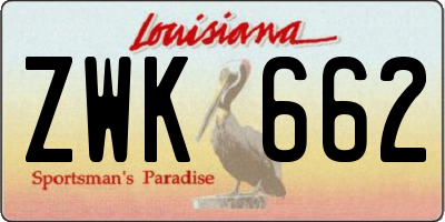 LA license plate ZWK662