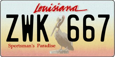 LA license plate ZWK667