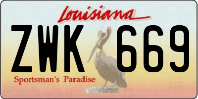 LA license plate ZWK669