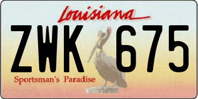 LA license plate ZWK675