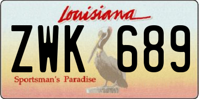 LA license plate ZWK689