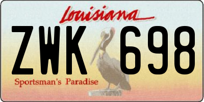 LA license plate ZWK698