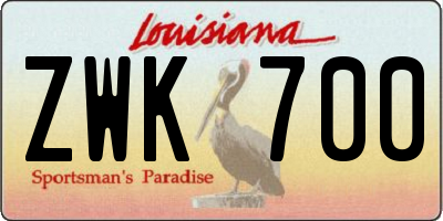 LA license plate ZWK700