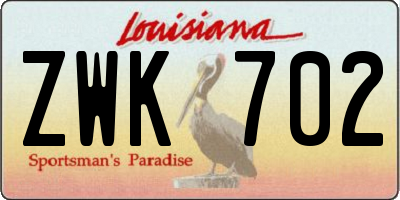 LA license plate ZWK702