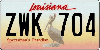 LA license plate ZWK704