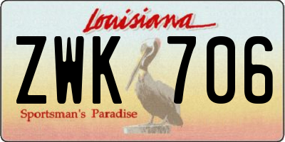 LA license plate ZWK706