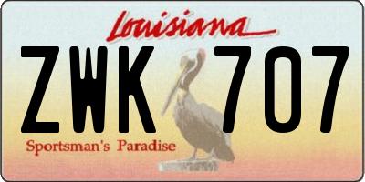 LA license plate ZWK707