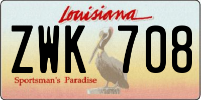 LA license plate ZWK708