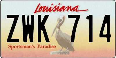 LA license plate ZWK714
