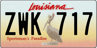 LA license plate ZWK717