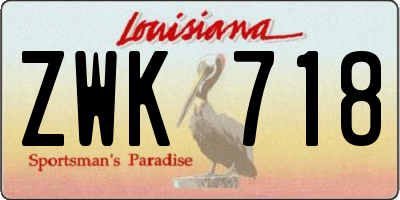 LA license plate ZWK718