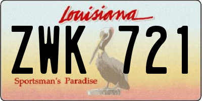 LA license plate ZWK721