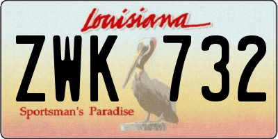 LA license plate ZWK732