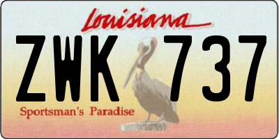 LA license plate ZWK737