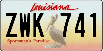 LA license plate ZWK741