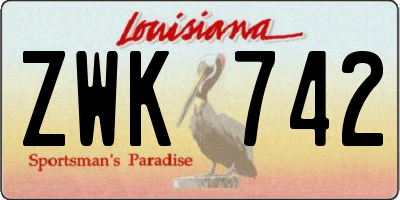 LA license plate ZWK742