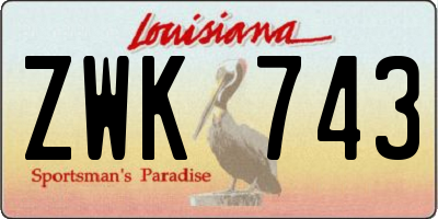 LA license plate ZWK743