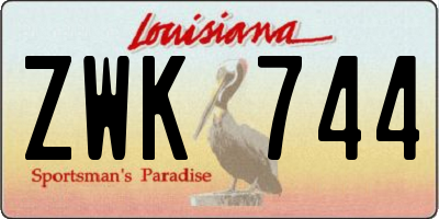 LA license plate ZWK744