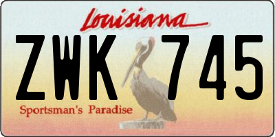 LA license plate ZWK745