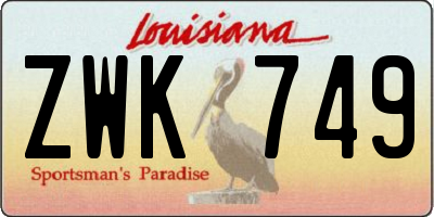 LA license plate ZWK749