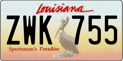 LA license plate ZWK755