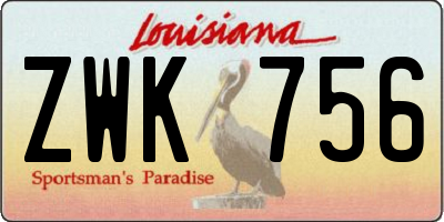 LA license plate ZWK756