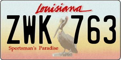 LA license plate ZWK763