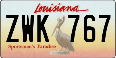 LA license plate ZWK767