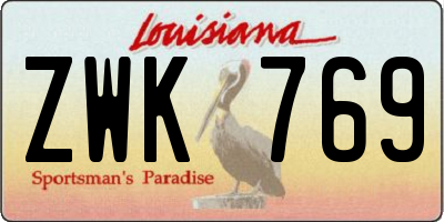 LA license plate ZWK769