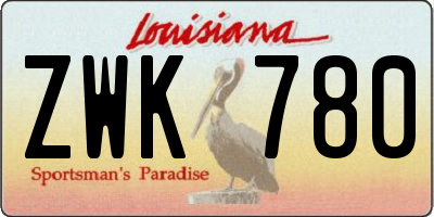 LA license plate ZWK780