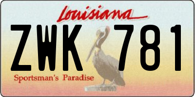 LA license plate ZWK781