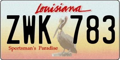 LA license plate ZWK783