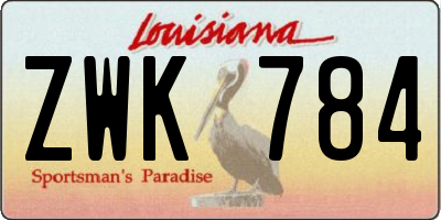 LA license plate ZWK784