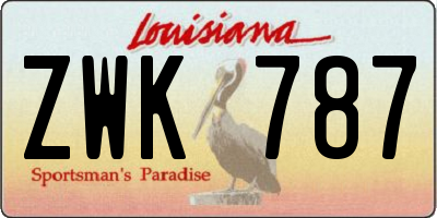 LA license plate ZWK787