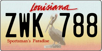 LA license plate ZWK788