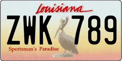 LA license plate ZWK789