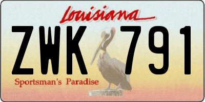 LA license plate ZWK791