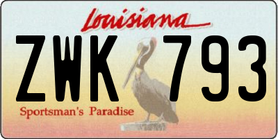 LA license plate ZWK793