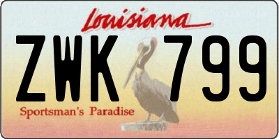 LA license plate ZWK799