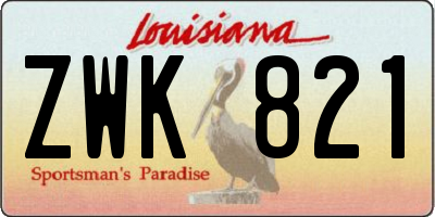 LA license plate ZWK821