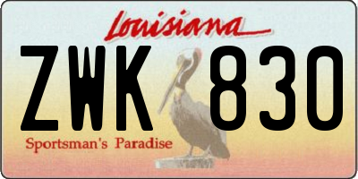 LA license plate ZWK830